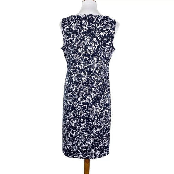 Talbots Dress Scalloped Neckline Blue White Floral Sz. SP - Picture 2 of 10